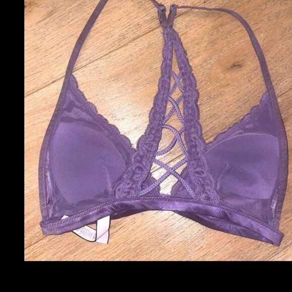 VICTORIA SECRET LAVENDER PLUNGE LACE CAGE RACERBACK BRALETTE XS - Picture 13 of 14